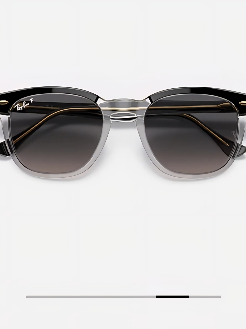 Ray-Ban Two-Tone Hawkeye Sunglasses - Polished Black & Clear, Polarized Lenses - Picture 14 of 15